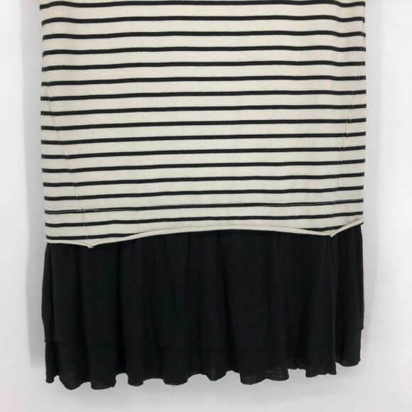Free People Beach Striped ShortSleeve RoundNeck Top w Black Ruffle Peplum Hem XS - Picture 11 of 14